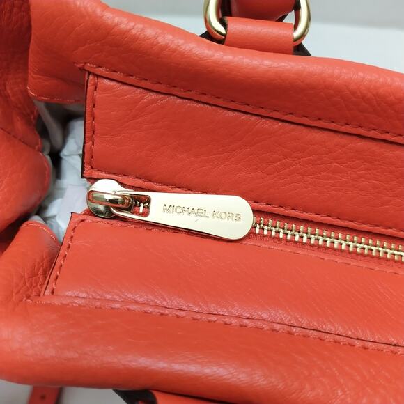 Michael Kors Orange Leather Double Handle Satchel Shoulder Bag - Picture 16 of 16